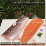 Salmon FILLET BONELESS Atlantic CHILE frozen portioned 1/3 CUTS 5-6"(price/pc 600g)
